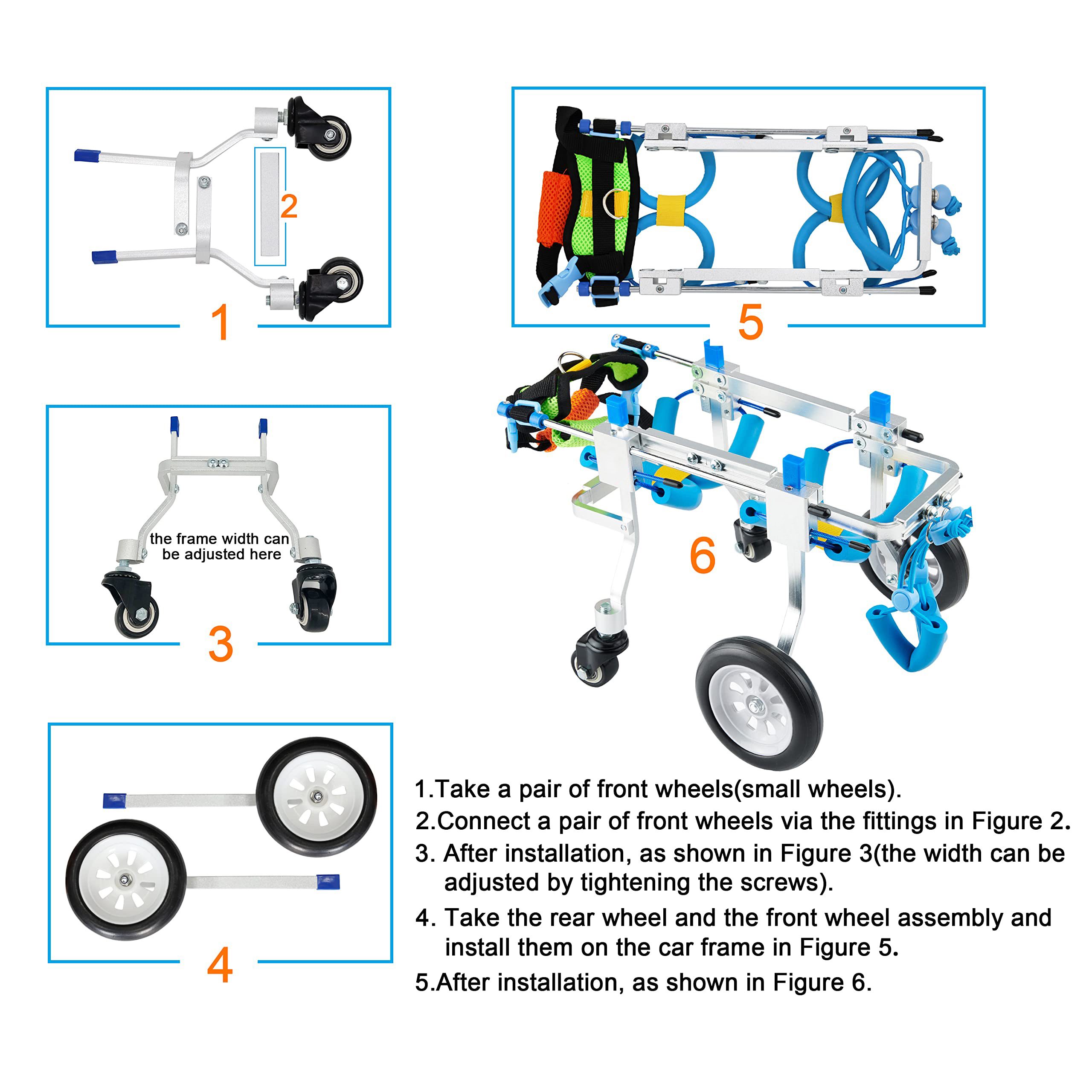 Lispoo Dog Mobility Cart Rear-Leg Wheelchair for Paralyzed/Weak Back Legs