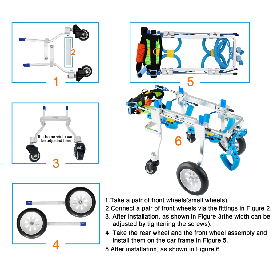 Lispoo Dog Mobility Cart Rear-Leg Wheelchair for Paralyzed/Weak Back Legs