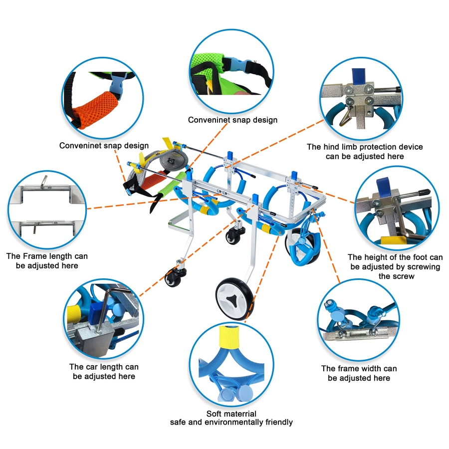 Lispoo Dog Mobility Cart Rear-Leg Wheelchair for Paralyzed/Weak Back Legs