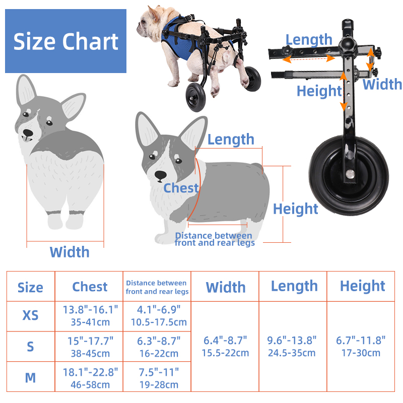 Lispoo Rear-Leg Dog Wheelchair with Vest Harness