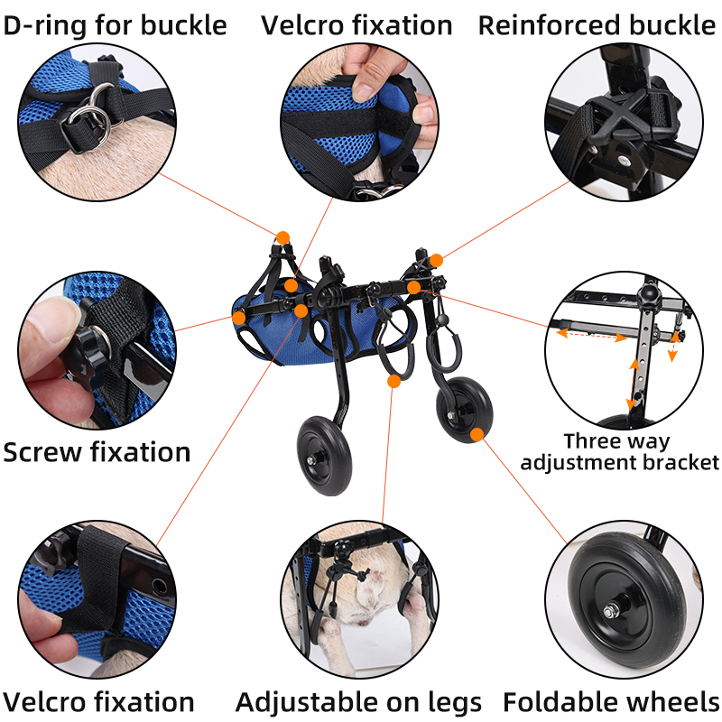 Lispoo Rear-Leg Dog Wheelchair with Vest Harness