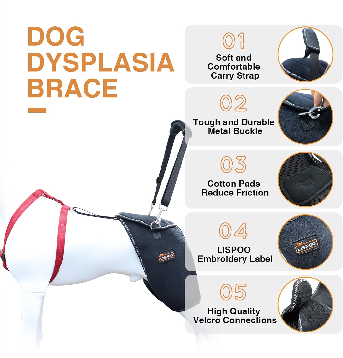 Lispoo Dog Hip Dysplasia Brace with Lift Handle