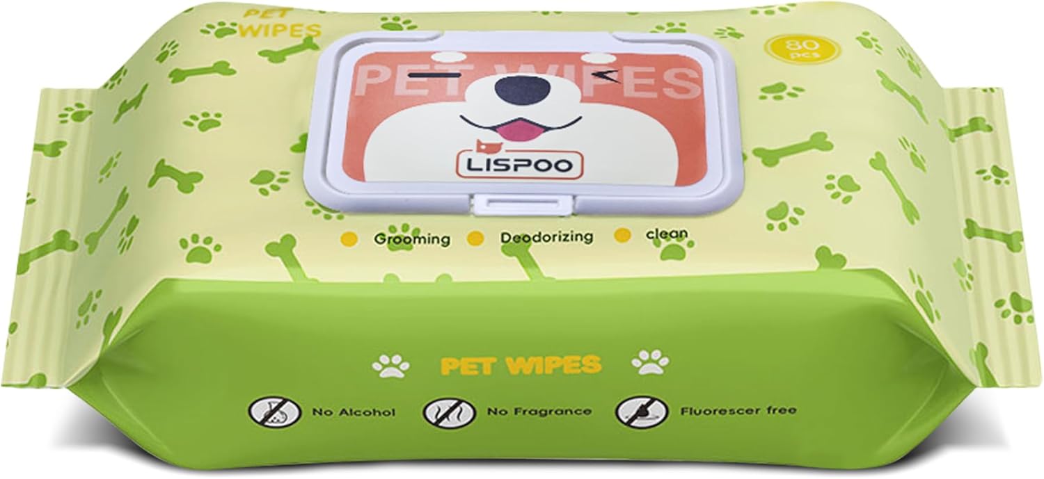 Lispoo Pet Wipes 80 Count for All Pets