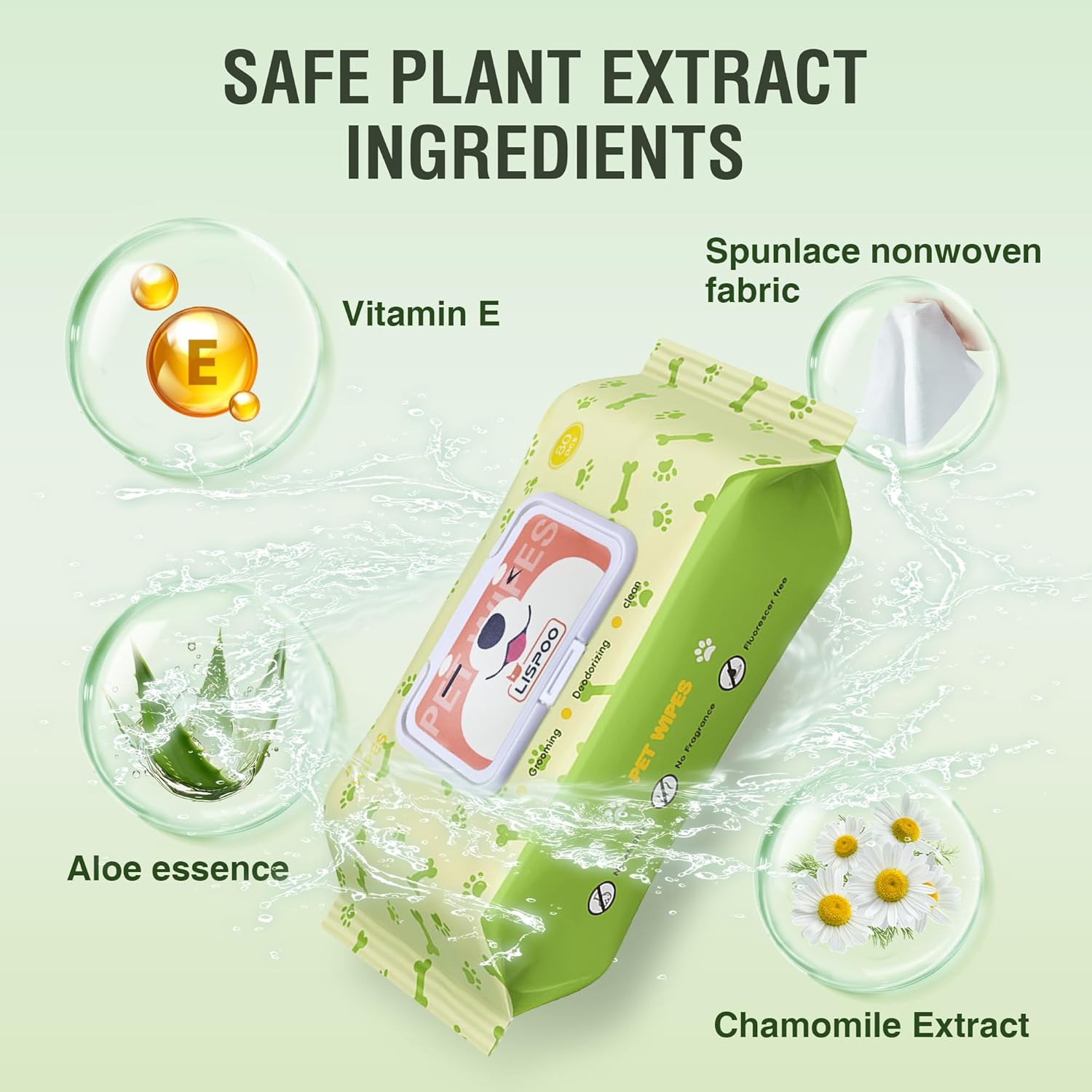 Lispoo Pet Wipes 80 Count for All Pets