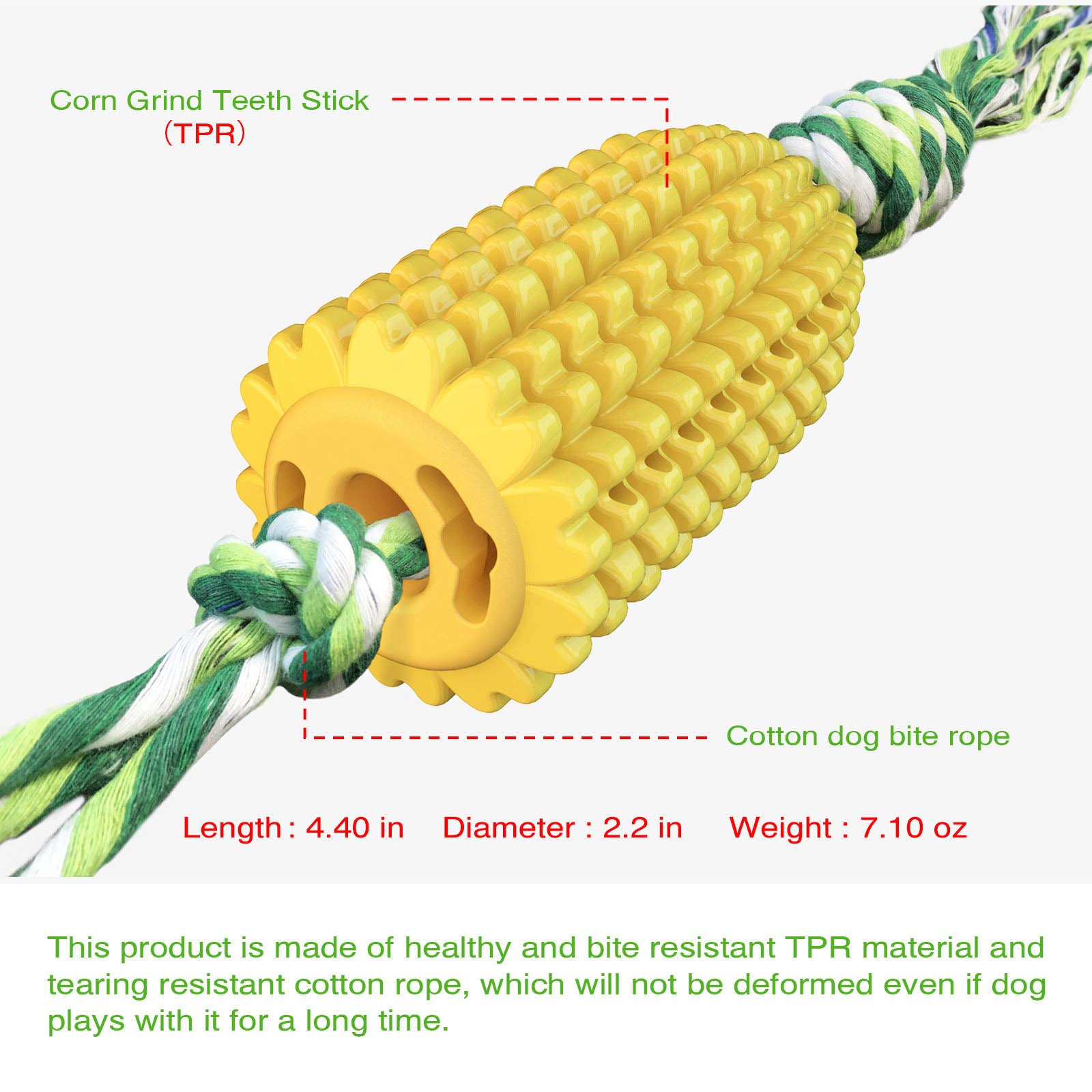 Lispoo Corn-Shaped Dog Chew Toy with Rope