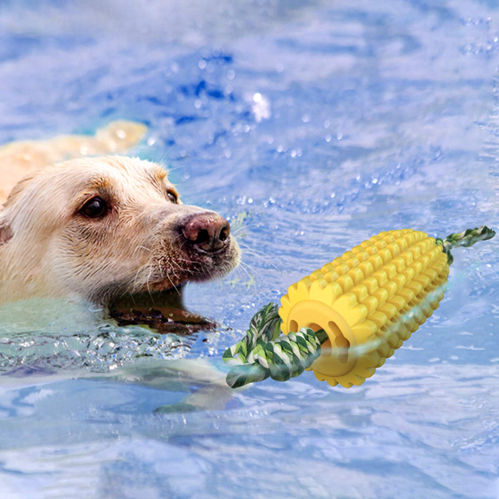 Lispoo Corn-Shaped Dog Chew Toy with Rope