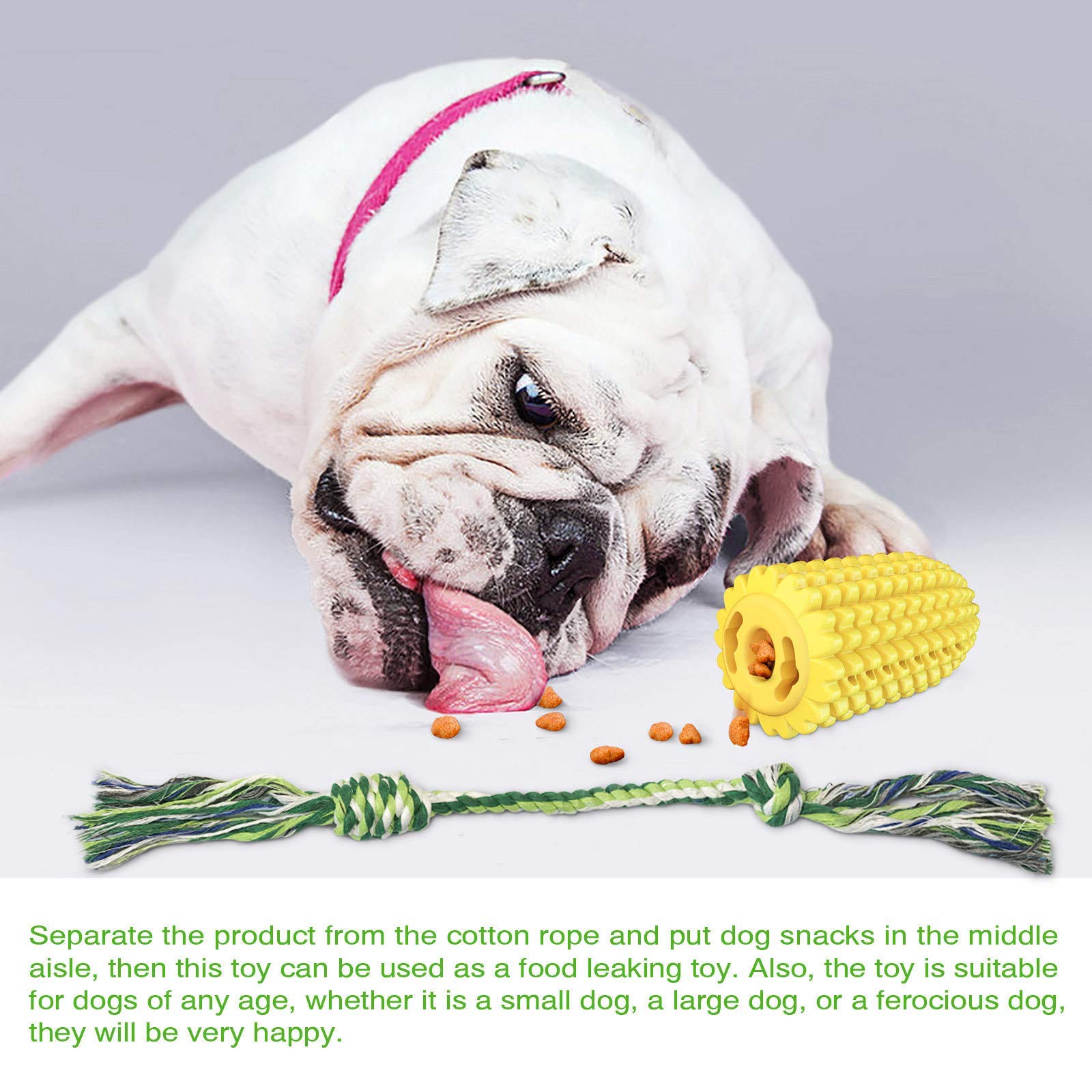 Lispoo Corn-Shaped Dog Chew Toy with Rope