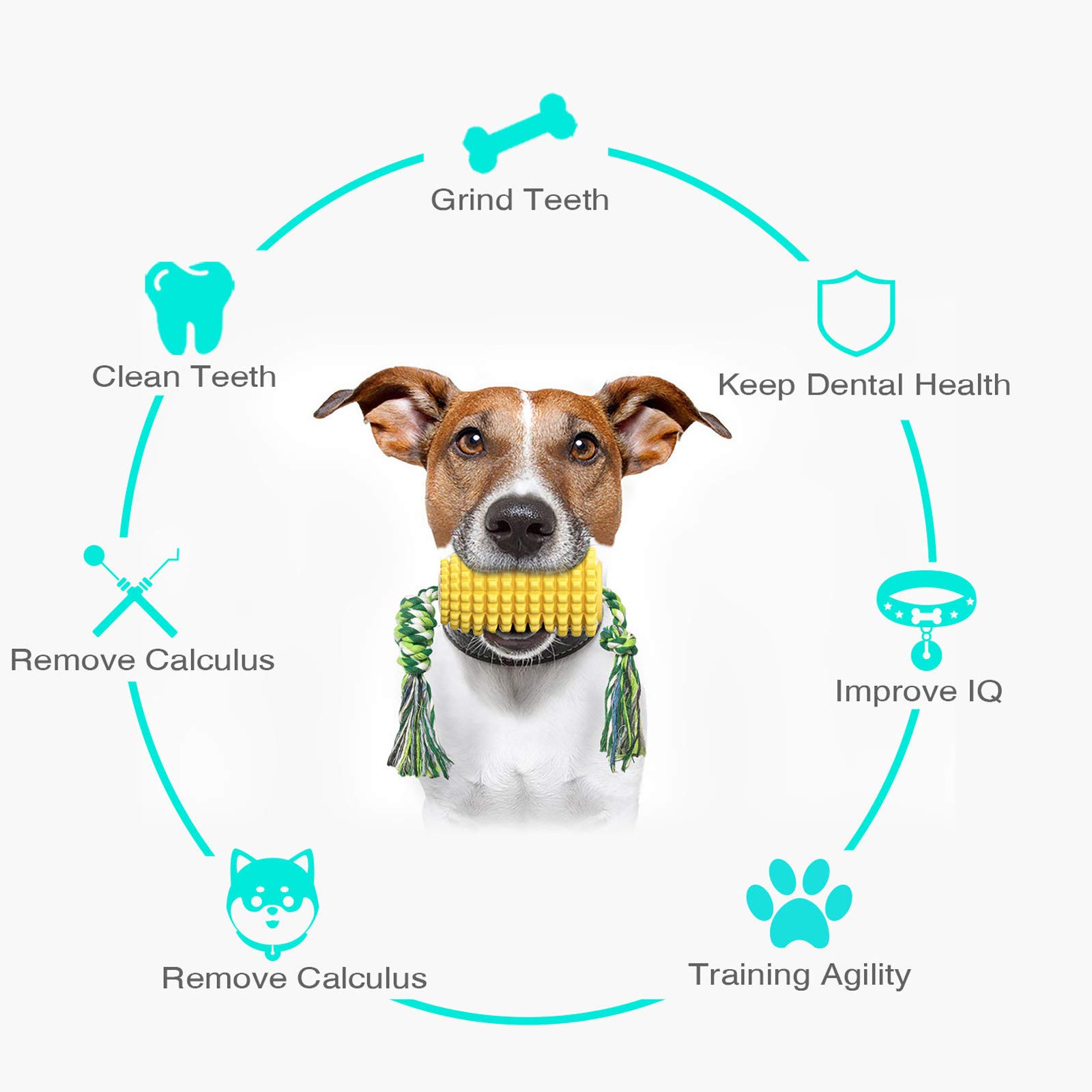 Lispoo Corn-Shaped Dog Chew Toy with Rope