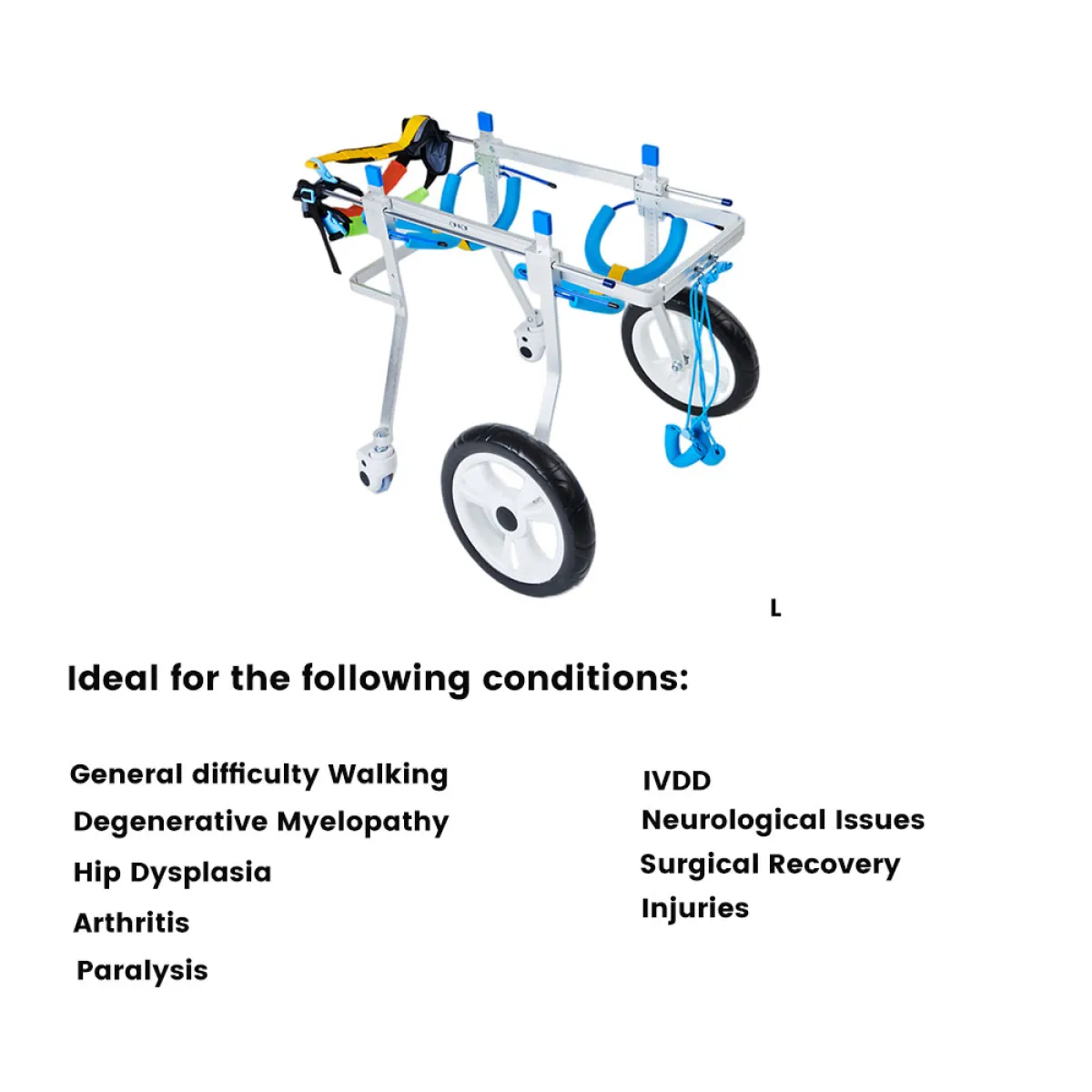 4 Wheel Dog Wheelchair for Medium Large Dogs