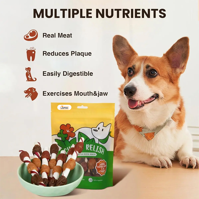 Lispoo Likable Chewy Relish Dog Dental Chews 5-in-1 Combo Kabob Sticks