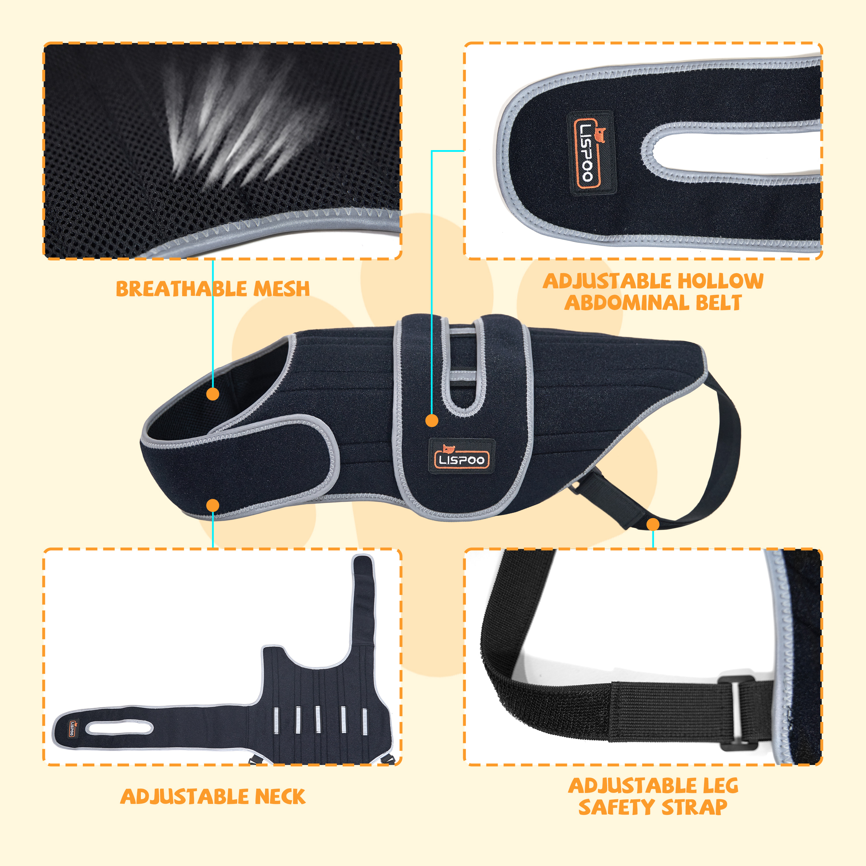 Lispoo Dog Back Brace for IVDD & Spine Support