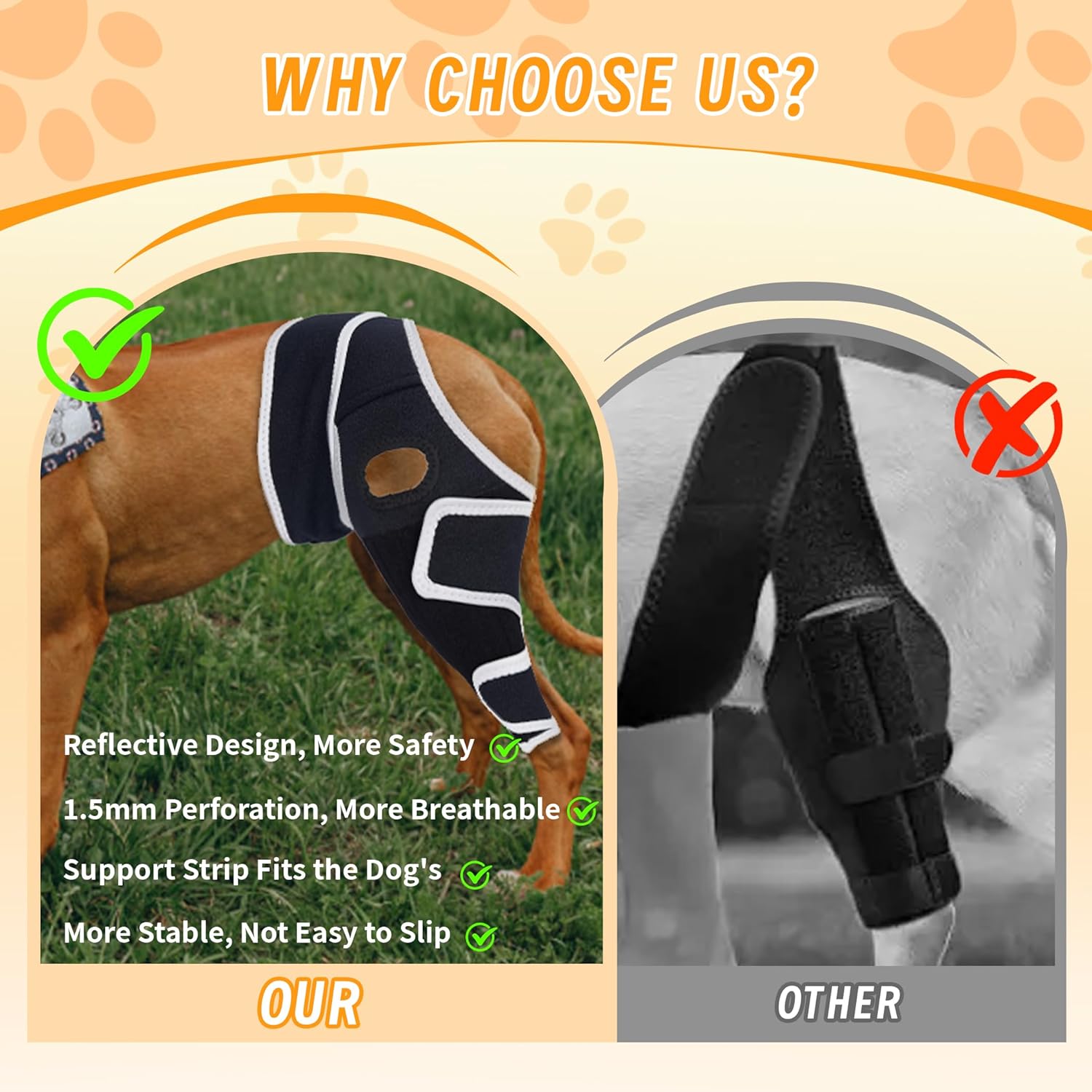 Lispoo Dog Knee Brace for Torn ACL Hind Leg
