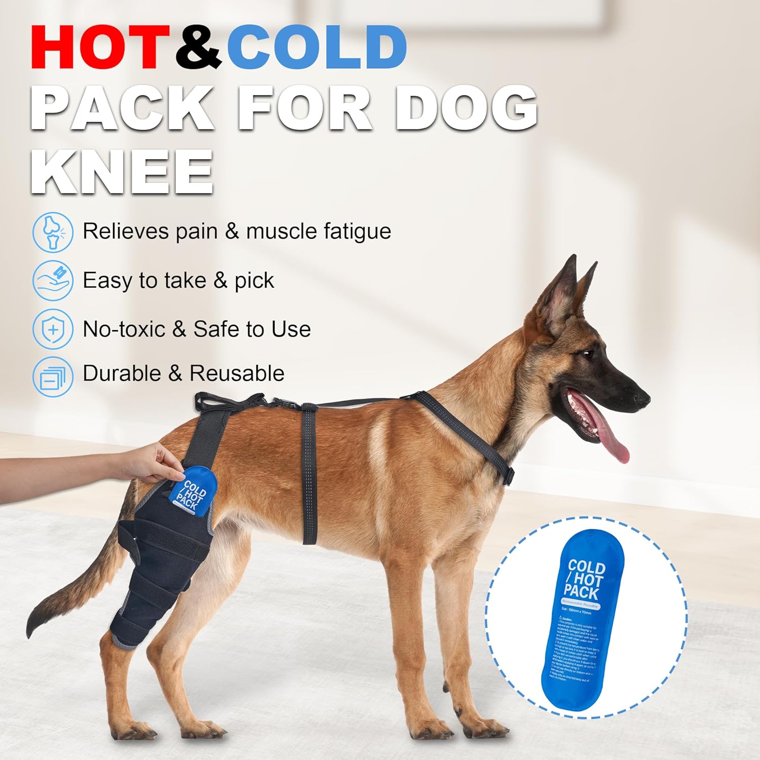Lispoo Dog Knee Brace with Hot & Cold Gel Pack