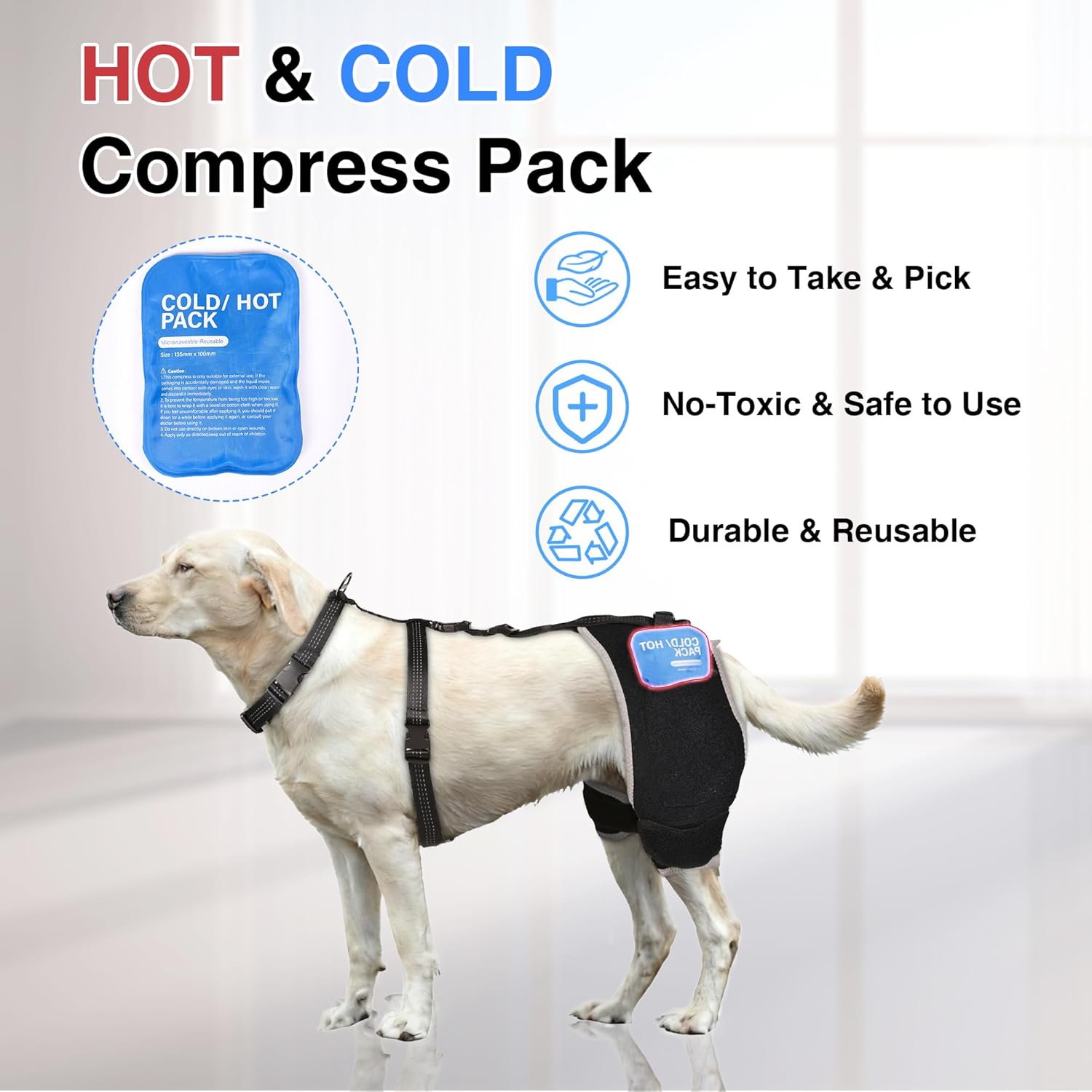 Lispoo Dog Hip Brace with Hot/Cold Gel Pack