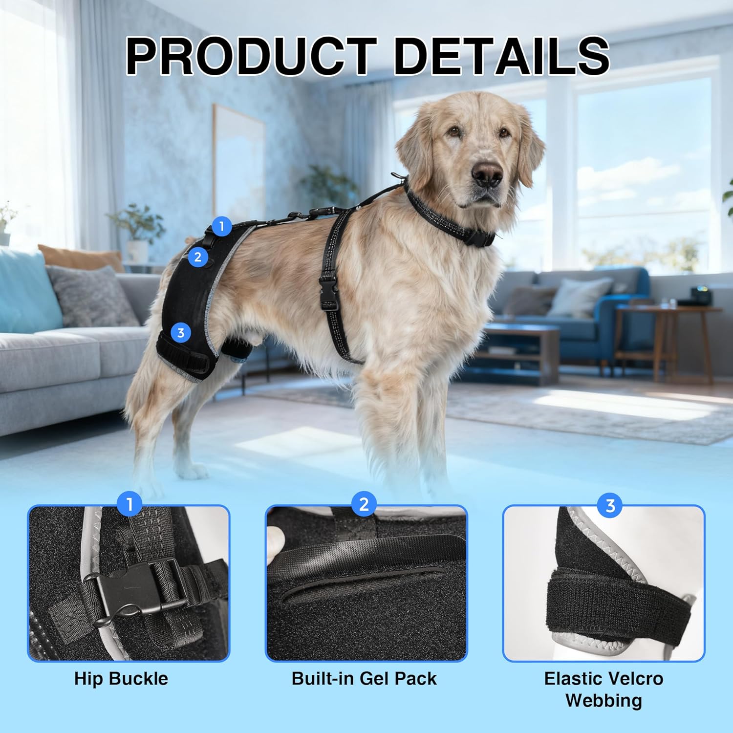 Lispoo Dog Hip Brace with Hot/Cold Gel Pack