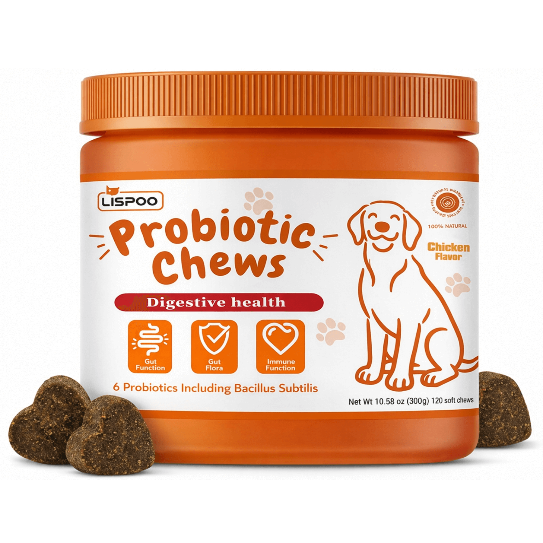 LISPOO Probiotic Chews for Dogs