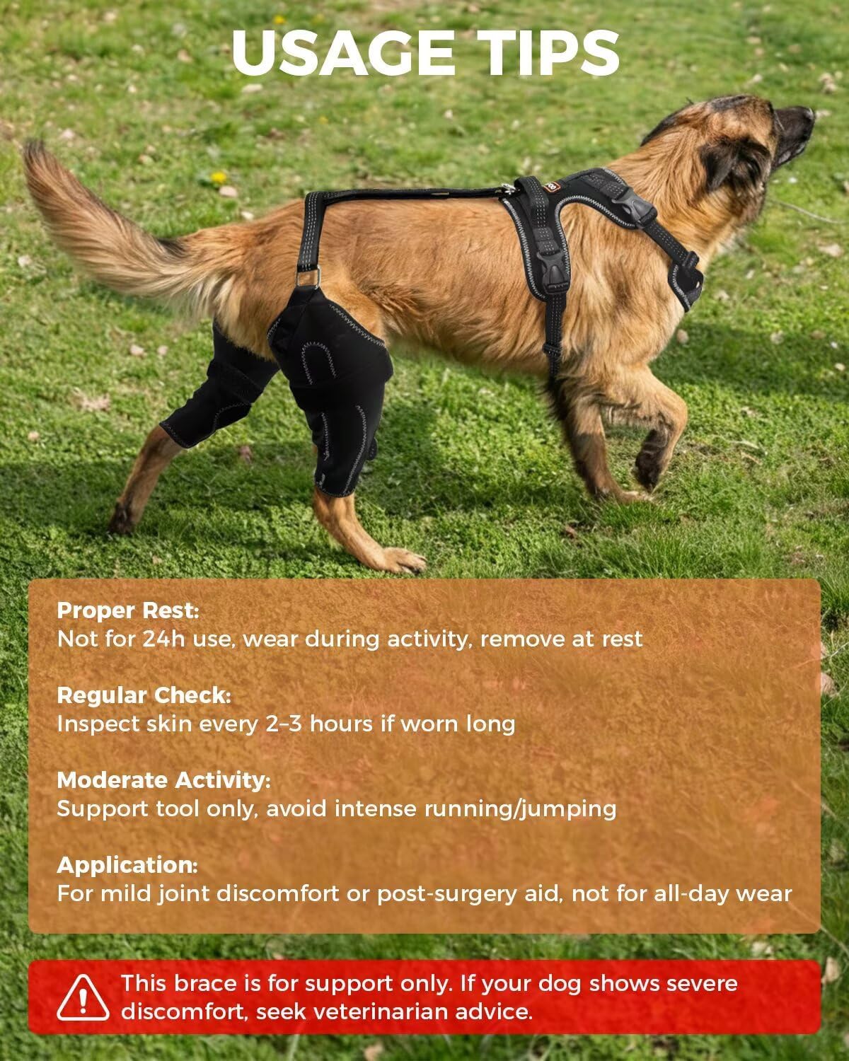 Lispoo Anti-Slip Dog Knee Brace with Hip Harness