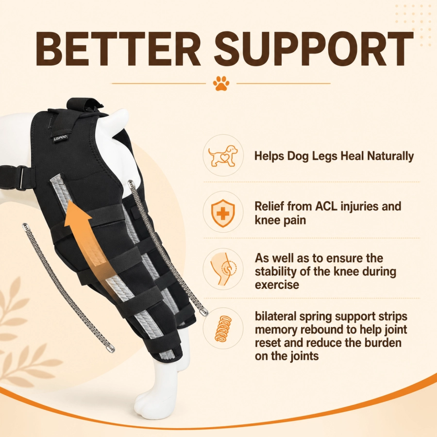 Lispoo Adjustable Dog ACL Knee Brace