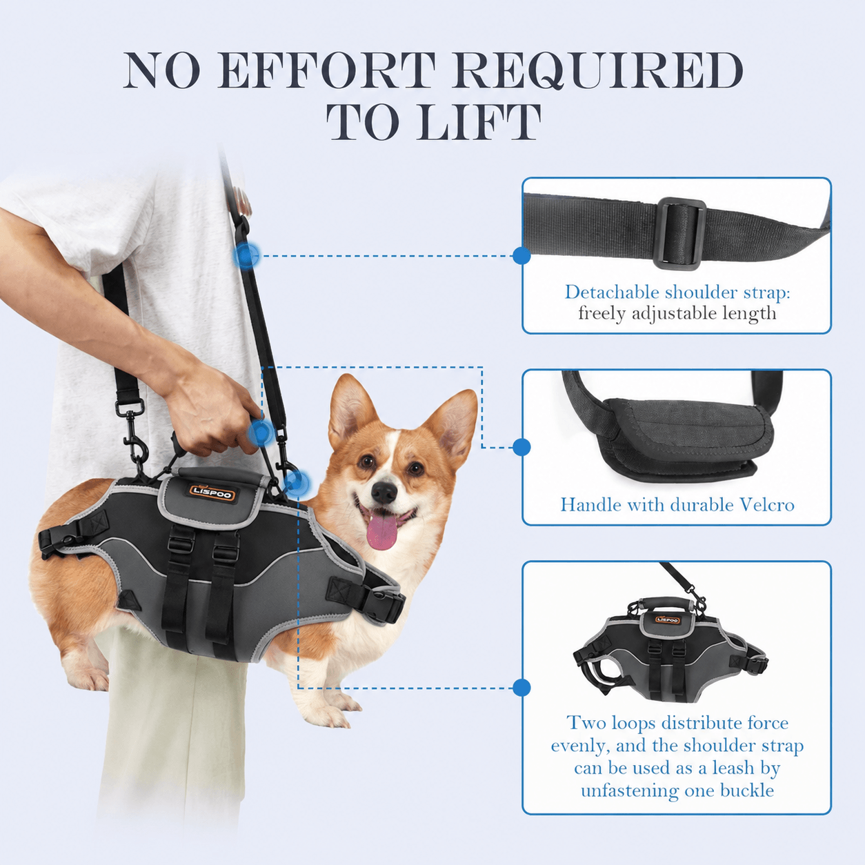 Lispoo Dog Lifting Harness for Disabled & Senior Dogs