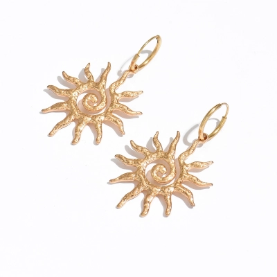 Sunburst Design Dangle Earrings 01