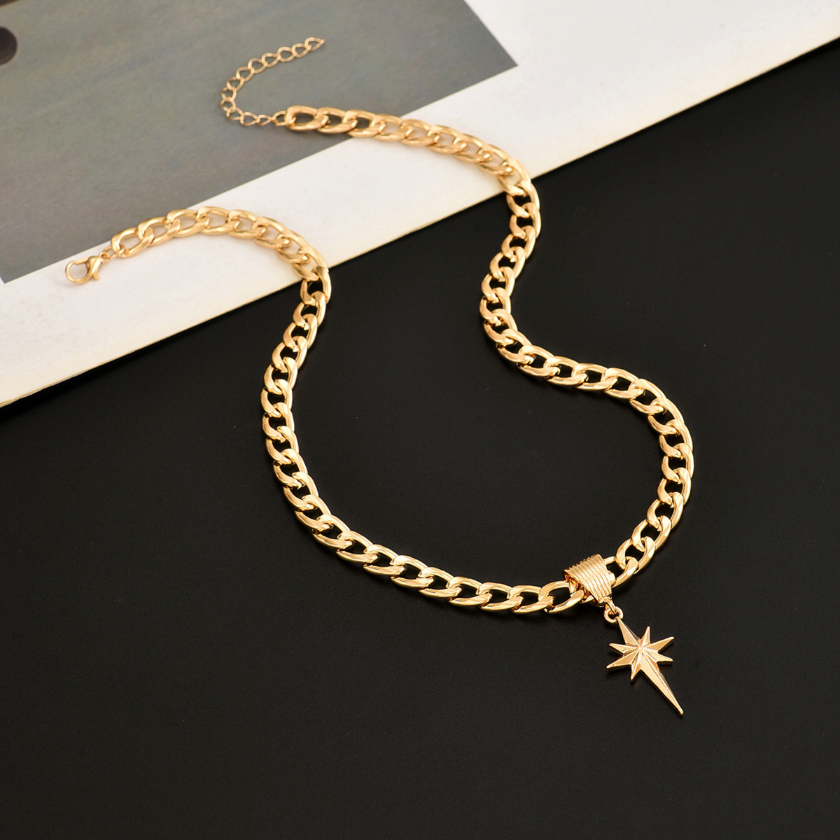 Star Pendant Cuban Chain Necklace