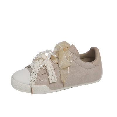 Women Retro Color Block Dual Lace Sneakers 01