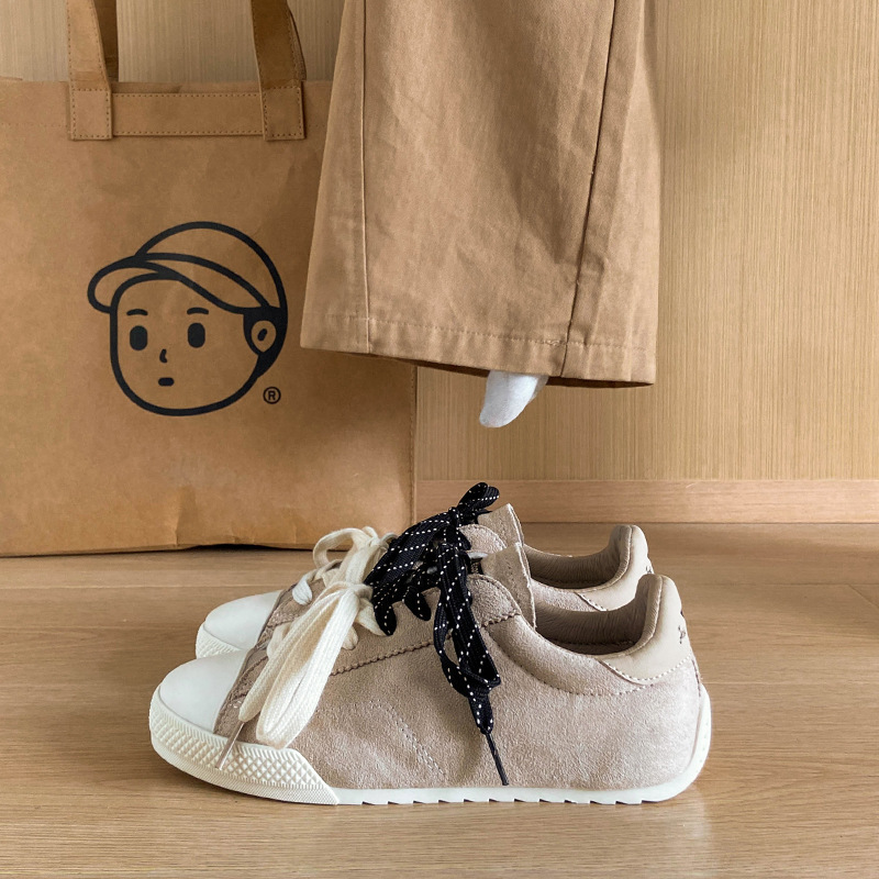 Women Retro Color Block Dual Lace Sneakers