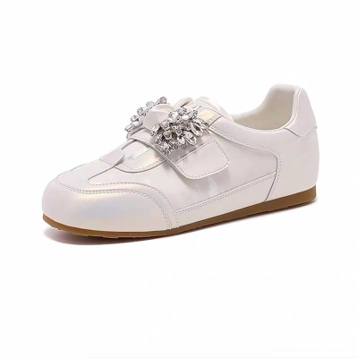 Women's Fashion Rhinestone Round Toe Casual Shoes, Lightweight Comfortable All-Match Flats 02