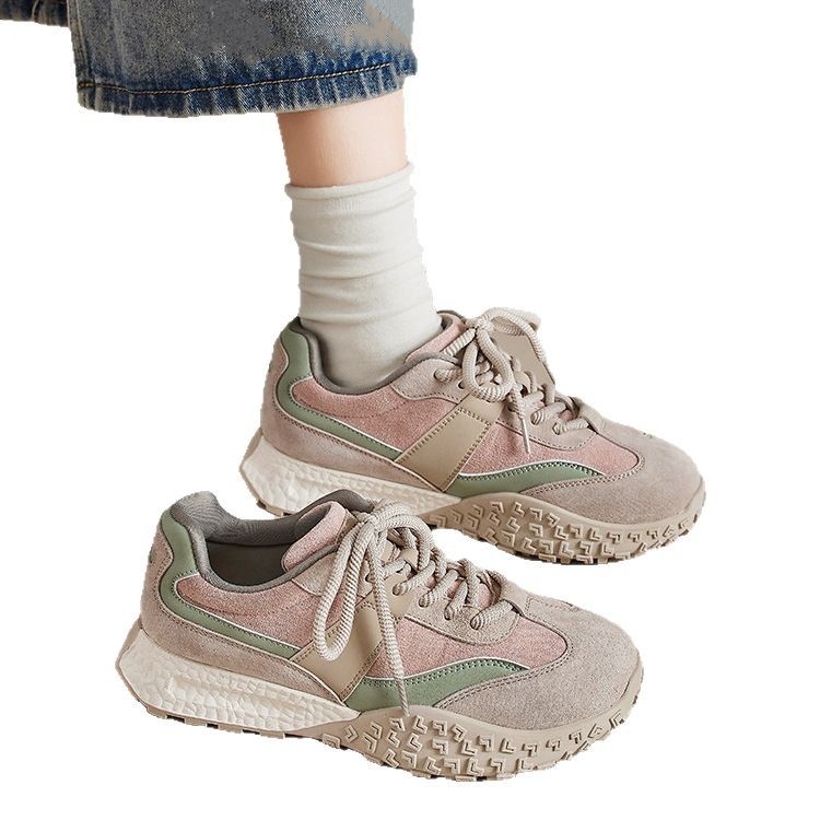 Women Pink White Soft Leather German Trainers Casual Sneakers