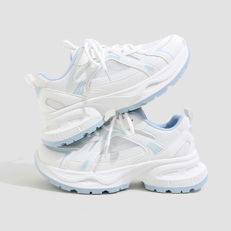 Women's Sea Salt Blue Chunky Sole Lightweight Mesh Breathable Height Increasing Casual Sports Shoes