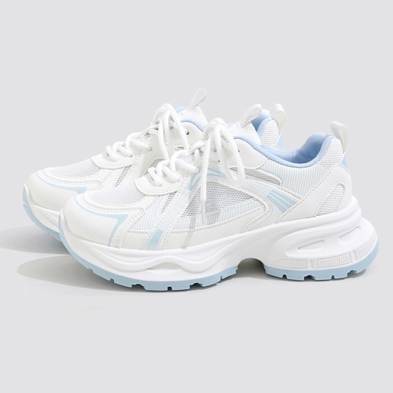 Women's Sea Salt Blue Chunky Sole Lightweight Mesh Breathable Height Increasing Casual Sports Shoes