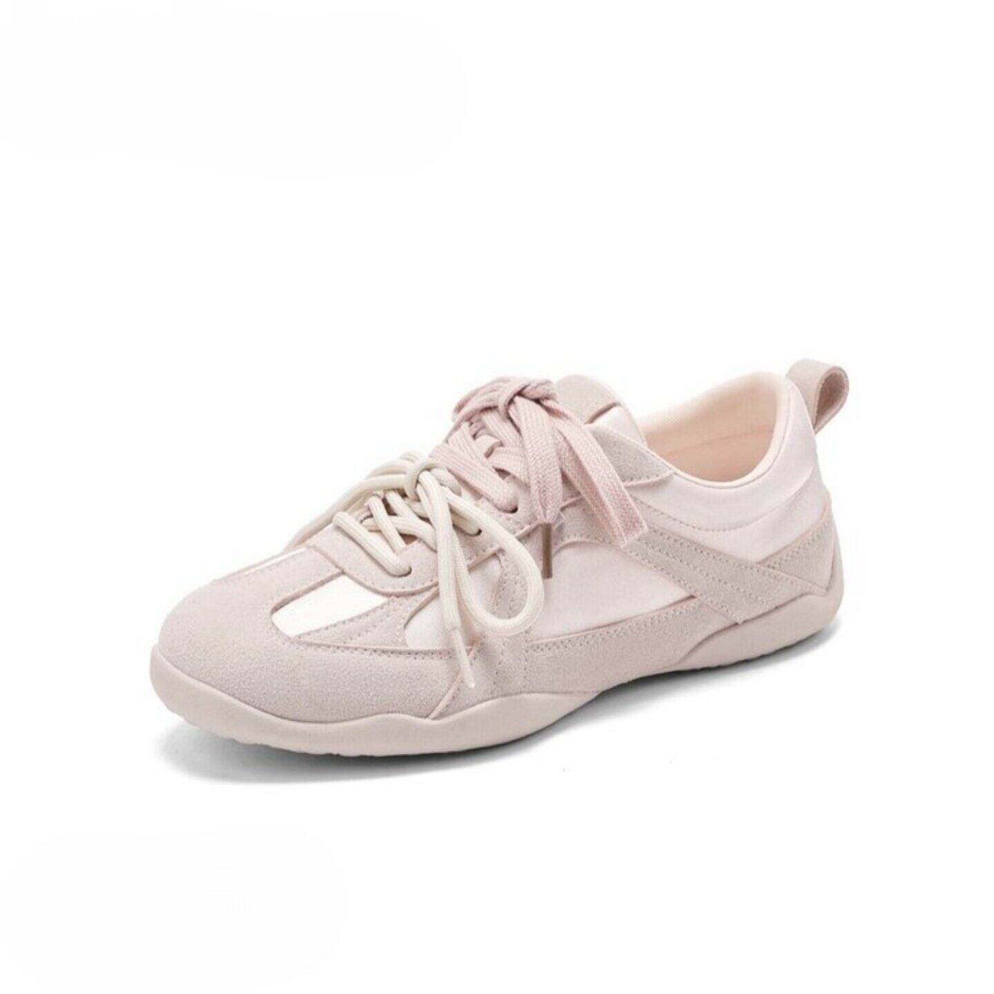 Women's Retro Satin Lace-Up Sneakers, Soft Suede & Leather Casual Flats, Low-Top Walking Shoes