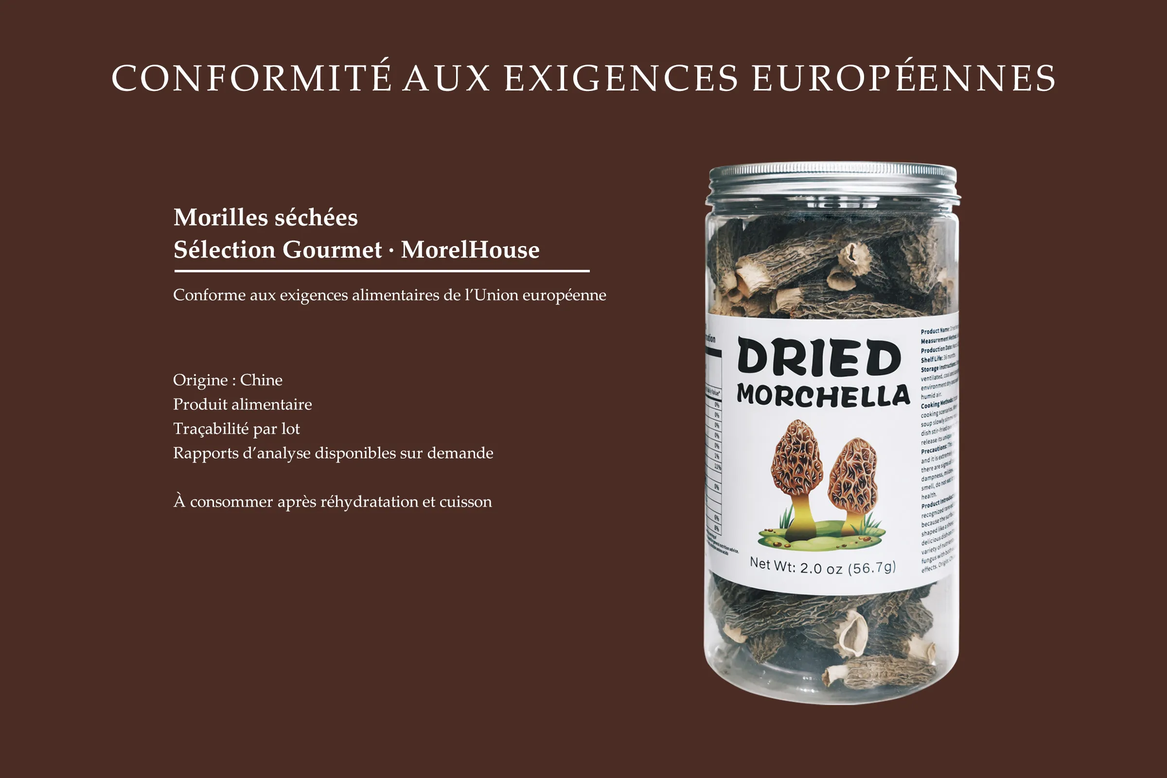 Morilles s&eacute;ch&eacute;es MorelHouse conformes aux exigences alimentaires de l&rsquo;Union europ&eacute;enne