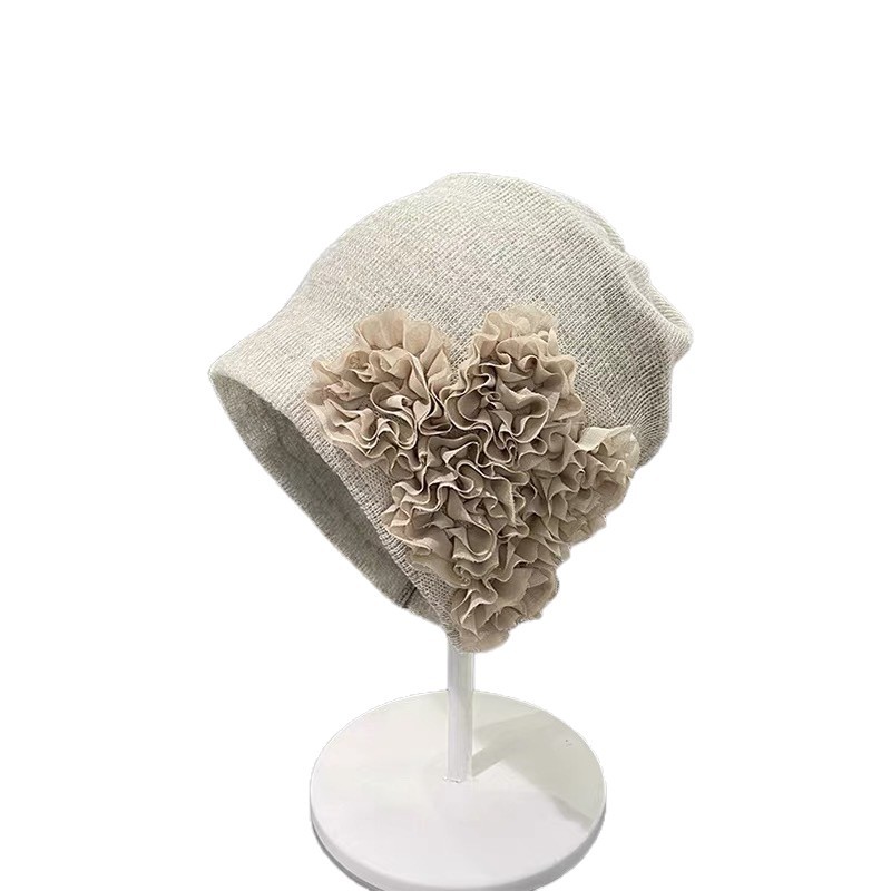 2026 Women's Japanese-Style Slouchy Beanie – Lightweight Knit Winter Hat with Floral Accent, Oversized Fit