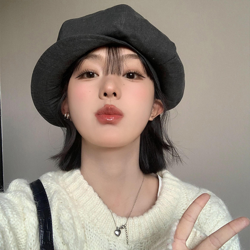  2026 Women's Retro "Cloud" Newsboy Cap – Soft Wool Blend Beret-Style Hat for Spring Autumn, Face-Slimming Fit