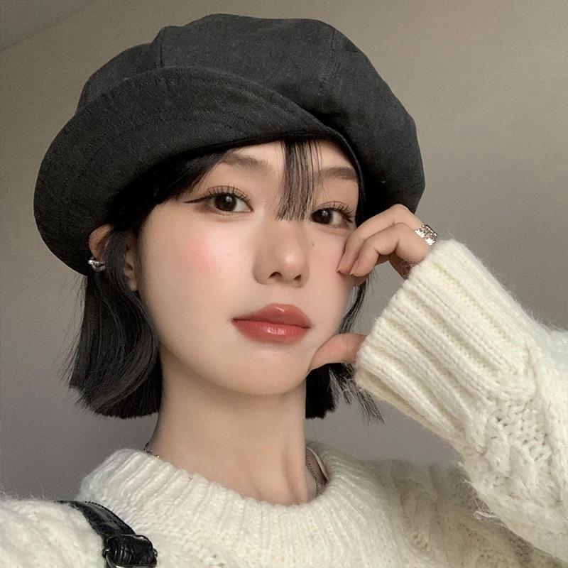  2026 Women's Retro "Cloud" Newsboy Cap – Soft Wool Blend Beret-Style Hat for Spring Autumn, Face-Slimming Fit