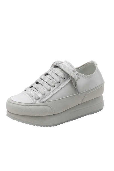 Spanish-Inspired Platform Loafers – Hidden Heel Satin White Shoes, Minimalist Thick-Sole Flats 01
