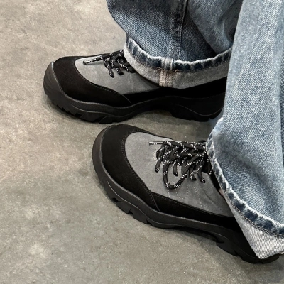 2026 Women's Suede Color-Block Sneakers – Round-Toe Lace-Up Casual Shoes for Spring, Light Hiking & Commute 02