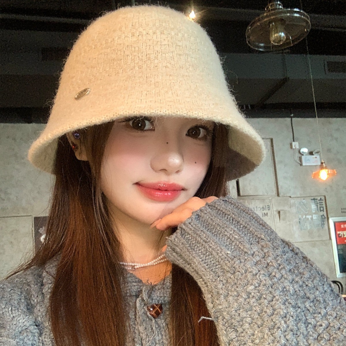 2025 Women's Knit Bucket Hat – Tweed-Texture Spring Summer Sun Hat, Face-Slimming & Oversized Fit