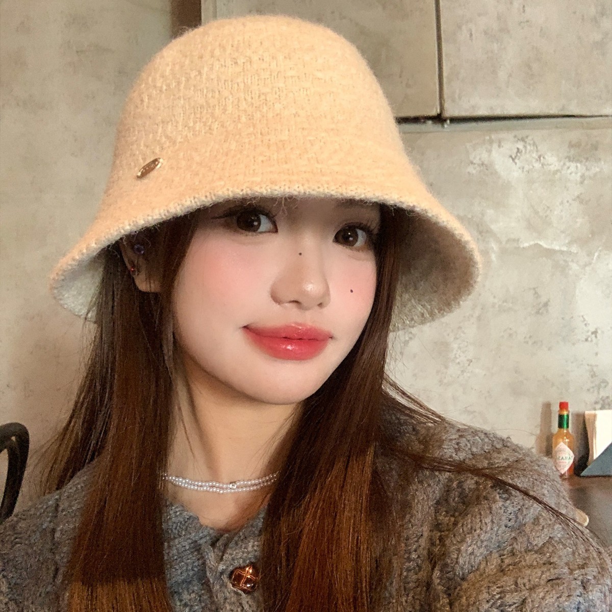 2025 Women's Knit Bucket Hat – Tweed-Texture Spring Summer Sun Hat, Face-Slimming & Oversized Fit