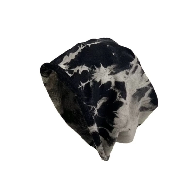 2025 Women's Japanese-Style Slouchy Beanie – Lightweight Dark Tie-Dye Knit Hat, Cool Minimalist Spring Summer 01