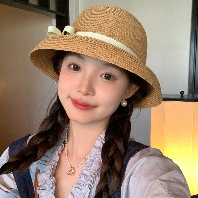 2026 Women's Hepburn-Style Wide-Brim Straw Sun Hat – UPF50+ Summer Outdoor Hat for Beach & City