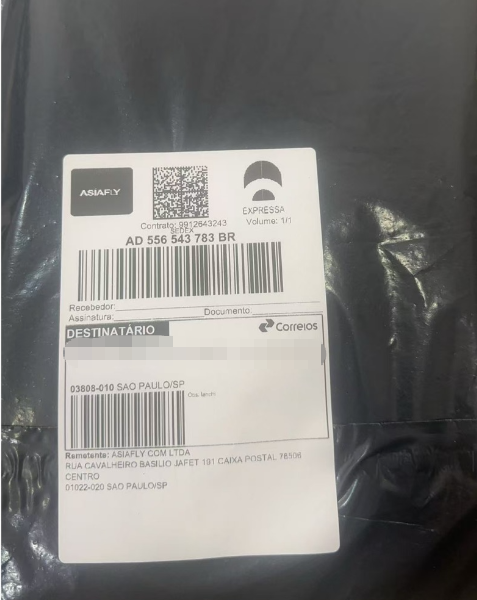 Envio real CamisaGol por SEDEX com dados do cliente protegidos