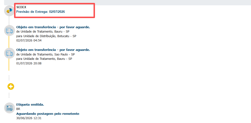 Consulta de prazo de entrega dos Correios para pedido da CamisaGol