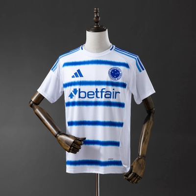 Camisa Torcedor Away Branca com Listras Azuis do Cruzeiro 2025/26 02