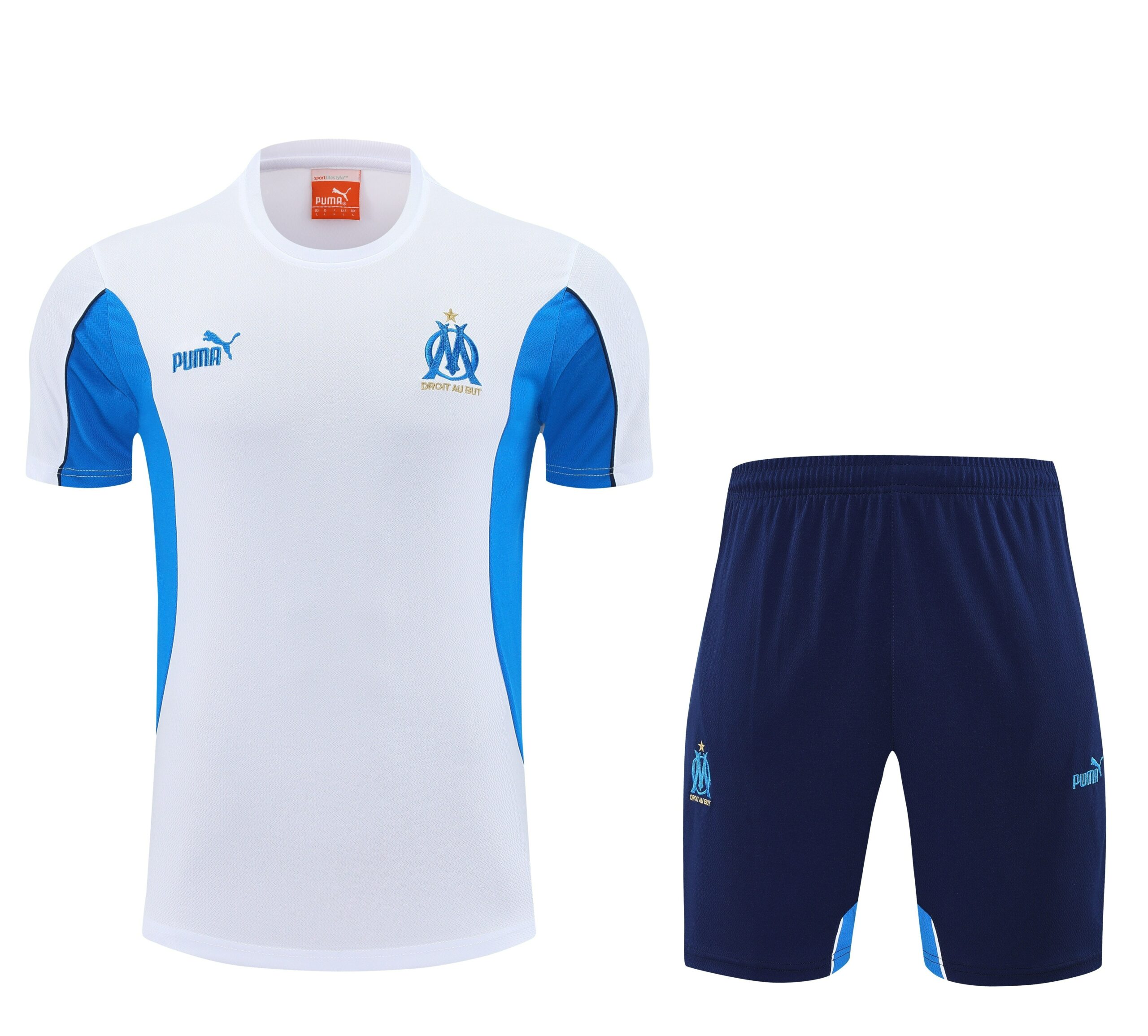 Kit de Treino do Marseille 2025-2026 Branco com Azul-Celeste