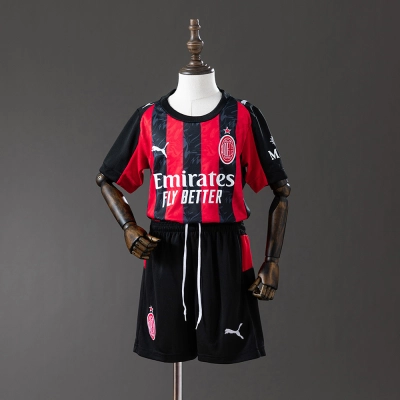 Kit Infantil Home Preto e Vermelho do AC Milan 2025/26 01