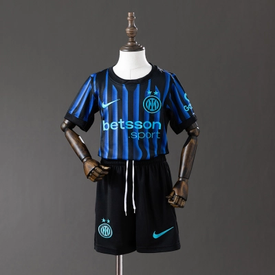 Kit Infantil Home Preto e Azul do Inter de Milão 2025/26 02