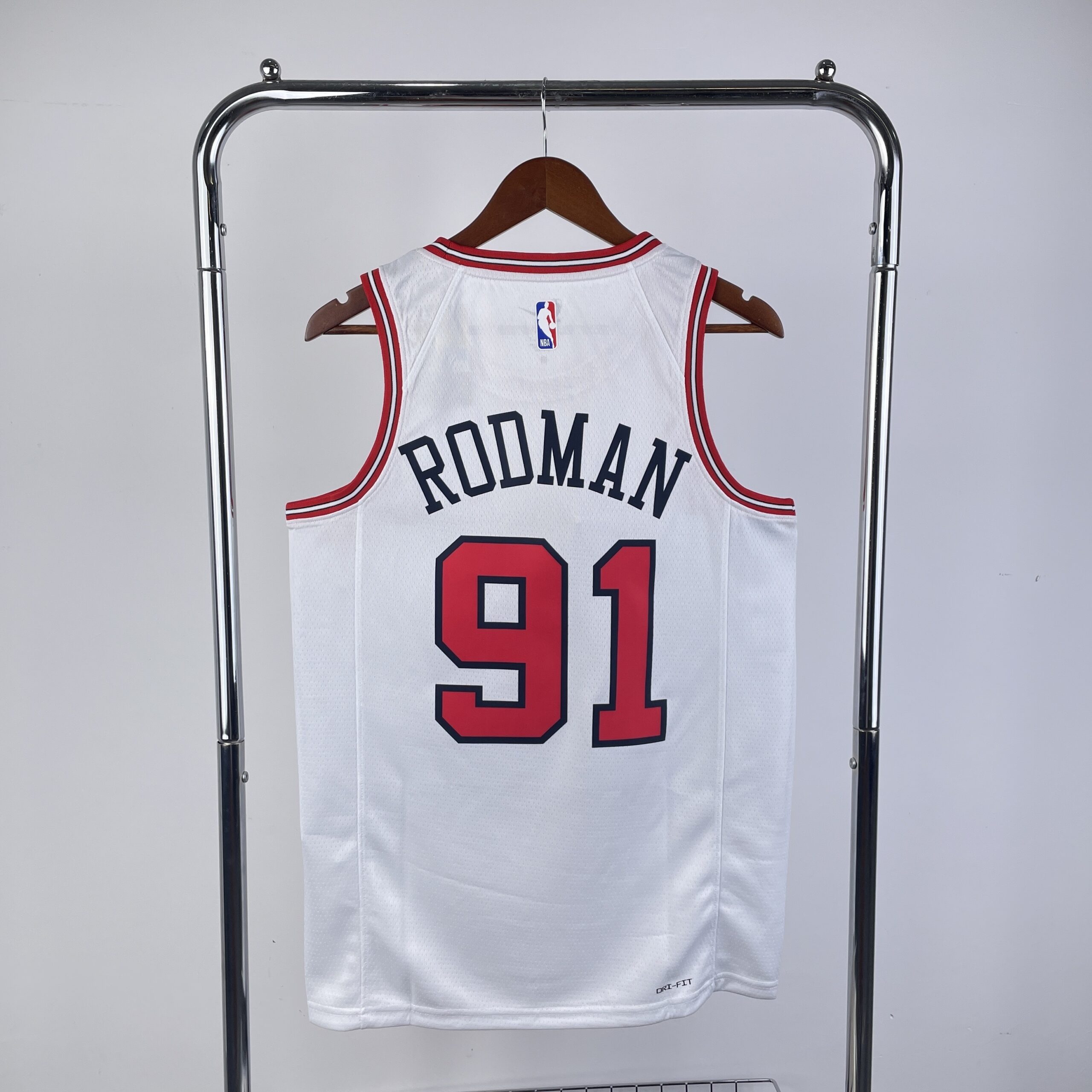 Regata Home Branca do Chicago Bulls Rodman Nº 91