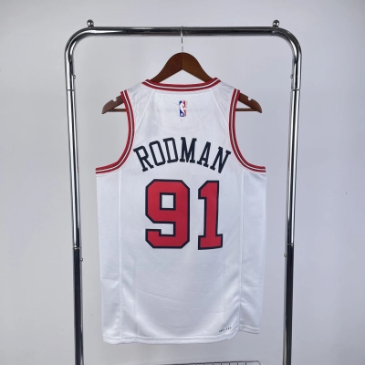 Regata Home Branca do Chicago Bulls Rodman Nº 91 02
